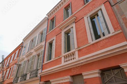 toulouse street red house building in south France