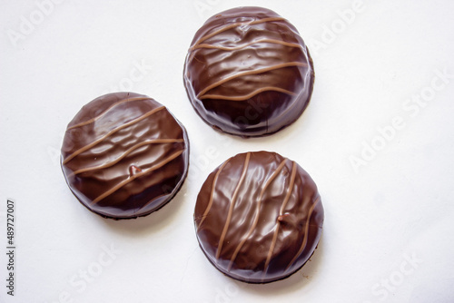 Covered marshmallow on a white background. 