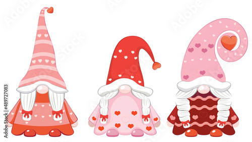 Three valentine gnome girls
