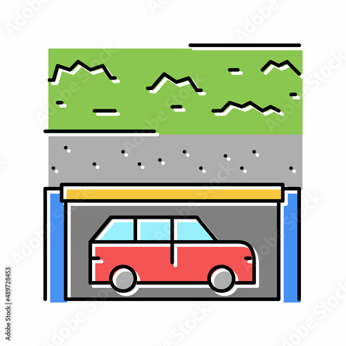 underground parking color icon vector illustration
