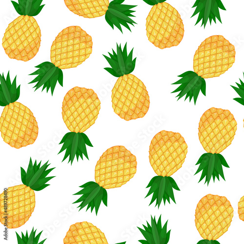 Summer pattern of refreshing pineapples. Pineapple print. Tropical fruits. Summer sweets. Vector illustration