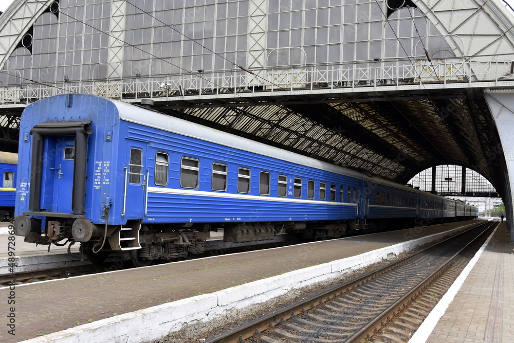 Naklejka premium Ukraine, Lviv, November 30, 2021, main station, rail transport, before the armed conflict of Russia,