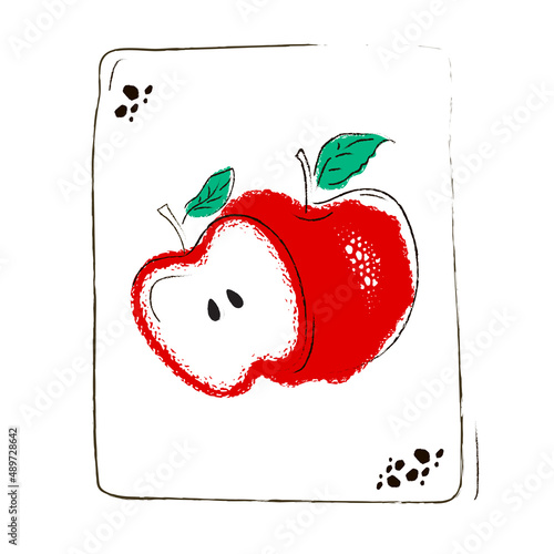 Illustration of detailed big shiny red apple 