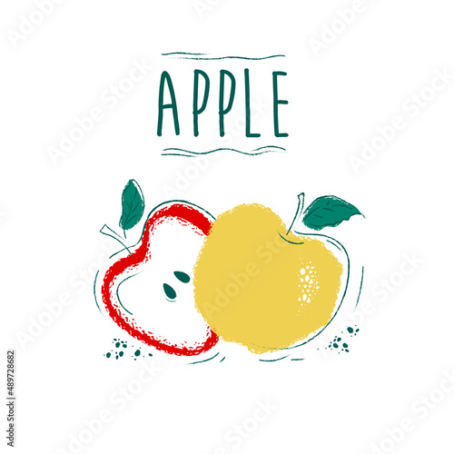 Cute doodle art apple fruit 