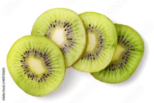sliced Kiwi fruit isolated on white background