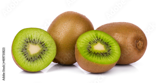 Delicious ripe kiwi fruits, isolated on white background