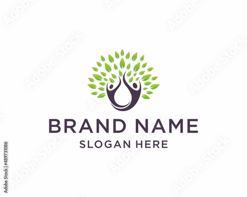 People tree shape nature logo design, psychology vector, people vector, tree icon