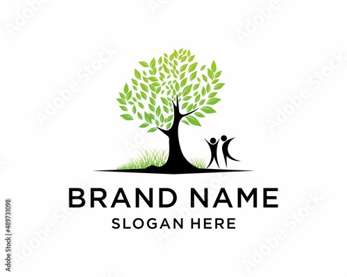 People tree shape nature logo design, psychology vector, people vector, tree icon