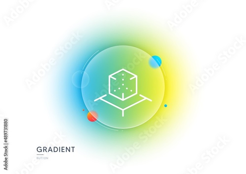 Augmented reality line icon. Gradient blur button with glassmorphism. VR simulation sign. 3d cube symbol. Transparent glass design. Augmented reality line icon. Vector