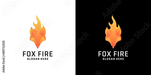 Fox fire logo design template