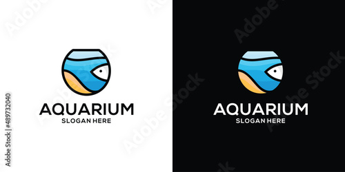 Aquarium fish logo design template