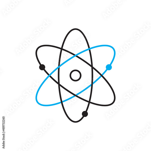 Atom vector icon. Physics sign. Atom sign. Chemistry element symbol. SVG vector icon illustration.