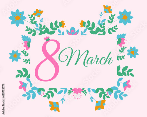A postcard for March 8 women's day with a floral spring print