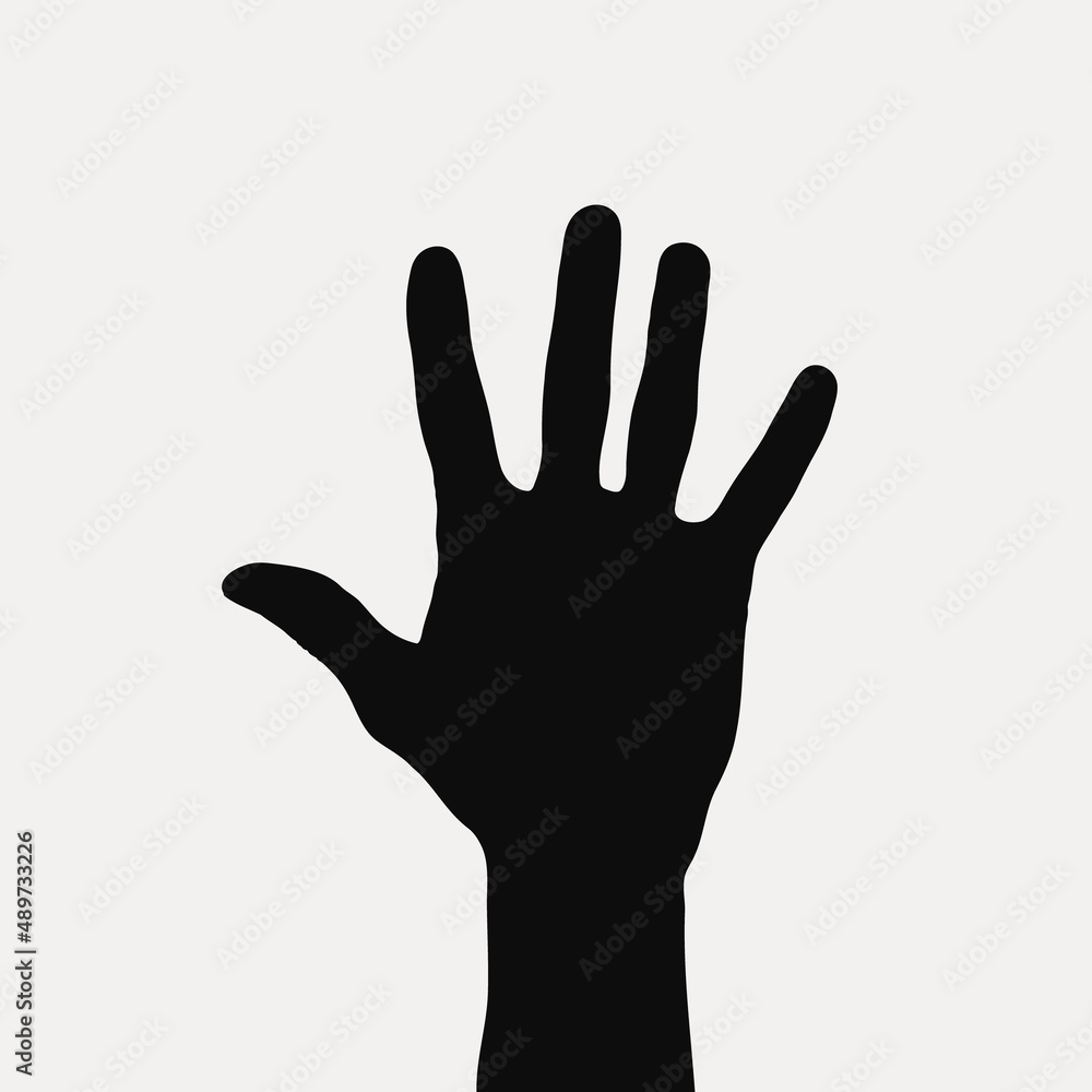Silhouettes of hand isolated on white background. Vector illustration