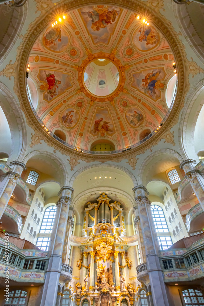 Interiors of Frauenkirche (Church of Our Lady), Dresden, Germany