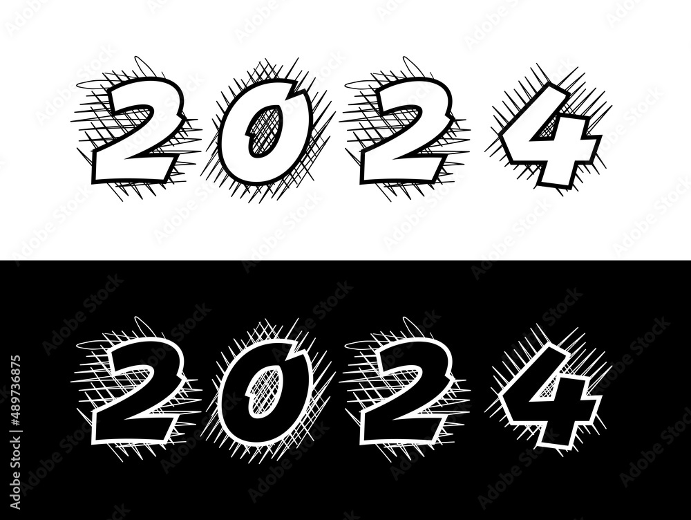 number 2024 on hand doodles. 2024 concept Stock Vector Adobe Stock