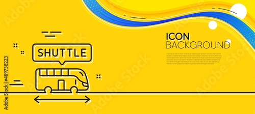 Shuttle bus line icon. Abstract yellow background. Airport transport sign. Transfer service symbol. Minimal shuttle bus line icon. Wave banner concept. Vector