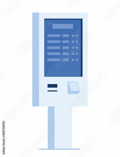 Payment and information electronic terminal with touch screen. ATM. Self-service terminal. Vector illustration in flat style.