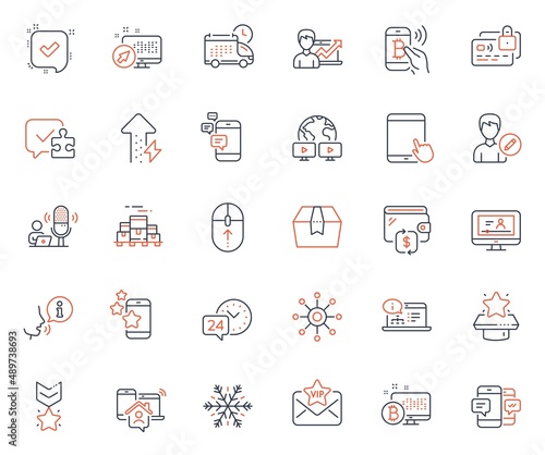Technology icons set. Included icon as Card, Work home and Boxes pallet web elements. Best app, Video conference, Winner podium icons. Delivery, Edit person, Multichannel web signs. Vector