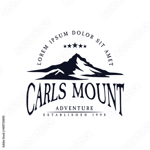 mountain adventure logo. mountain silhouette. wildlife camp logo