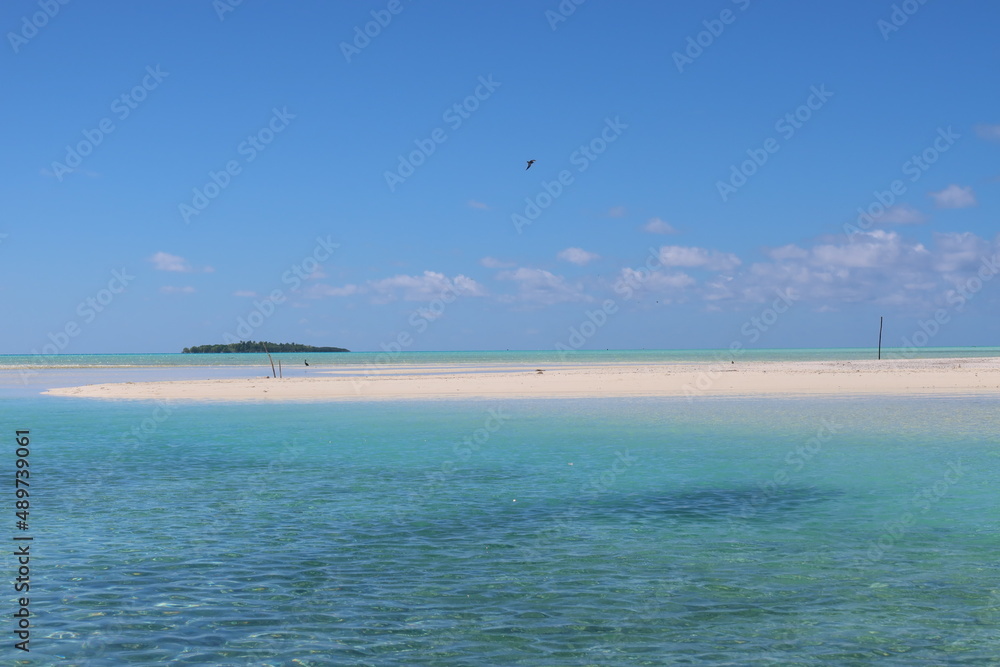 Beautiful blue lagoon from Tetiaroa a pacific island fron French Polynesia 