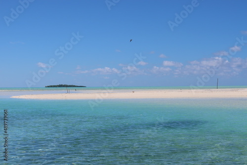 Beautiful blue lagoon from Tetiaroa a pacific island fron French Polynesia 