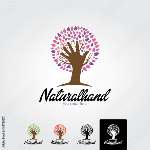 Natural hand logo template - vector