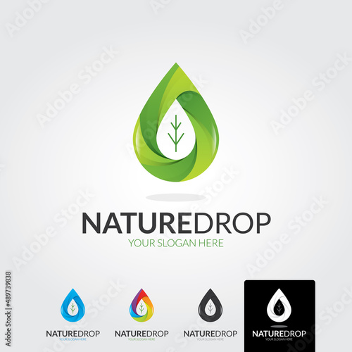 Nature drop logo template - vector