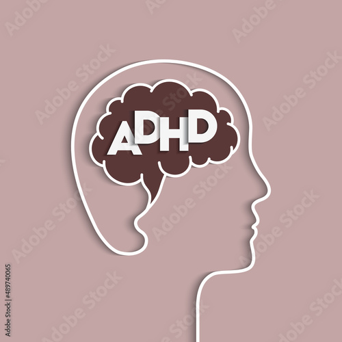 ADHD concept with head and brain silhouette
