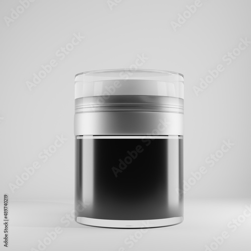 glass jar with blank label a front view 3d render