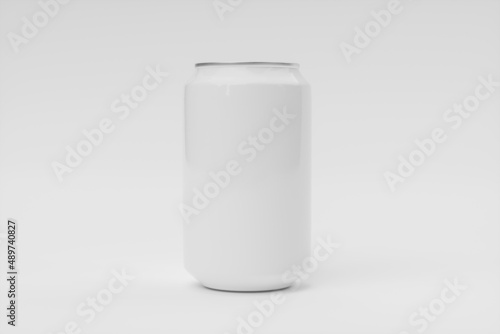 White aluminum 0.33l can, on white background. 3d render