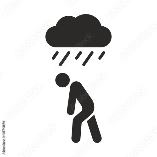 Depression, sadness, rain icon. Vector icon isolated on white background.