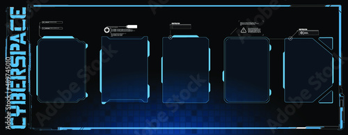 Digital design elements hud style. Trendy 2022 shapes in cyberpunk style. Bar labels,info box bars. Futuristic info boxes layout templates Cyberpunk retro futuristic poster set abstract cosmic shapes.