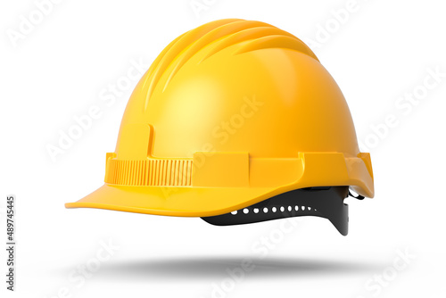 Yellow safety helmet or hard cap isolated on white background