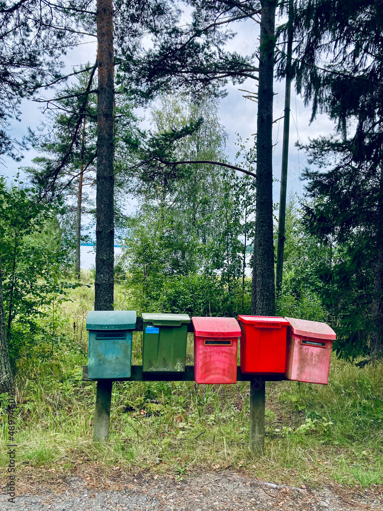 Post Boxes in a remote area in Central Finland Post Boxes in a remote area in Central Finland