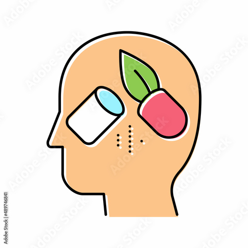 natural homeopathy pill color icon vector illustration