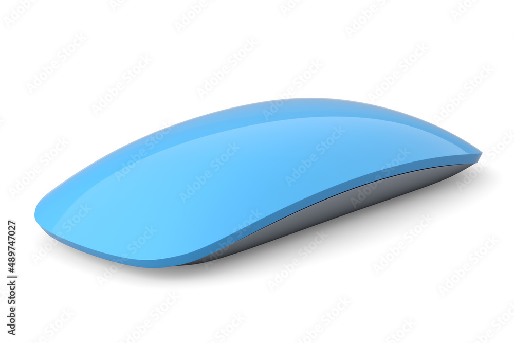 Realistic blue wireless computer mouse with touch isolated on white background. Realistic blue wireless computer mouse with touch isolated on white background.