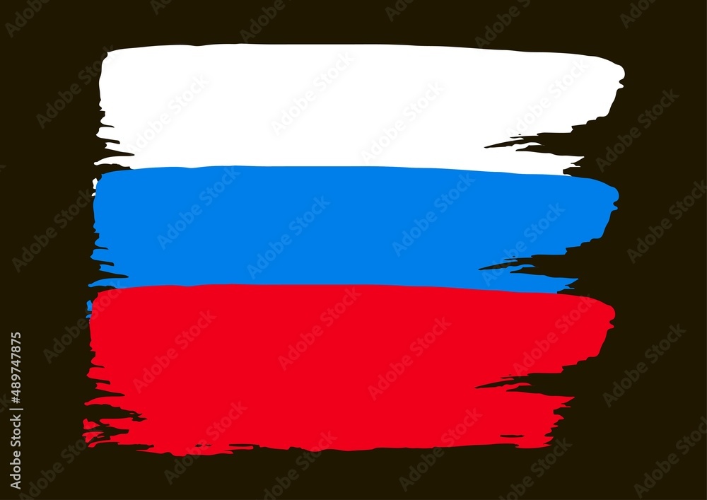The flag of Russia is painted with paint. Paint, stain, blot The flag of Russia is painted with paint. Paint, stain, blot