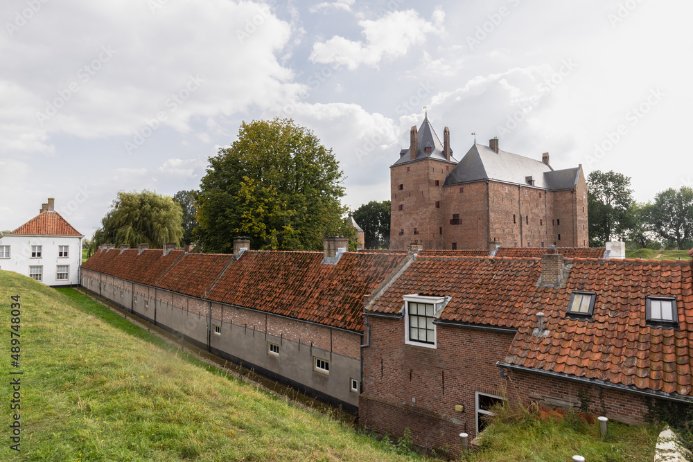 Loevestein Castle with historic soldiers' houses and outbuildings.