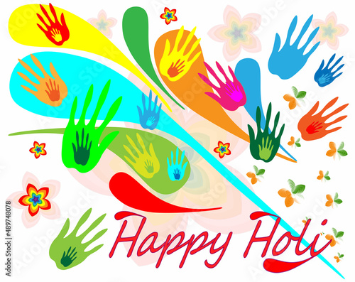 Illustration of Holi Indian festival of colors. A wonderful celebration of the awakening of spring surrounding nature with the flowers of life. New beginning of life with bright colors of nature.