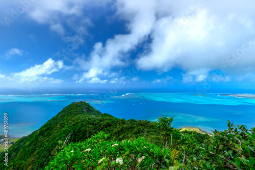 Blue Bay and Ile aux Aigrettes from the Lion's back Mauritius