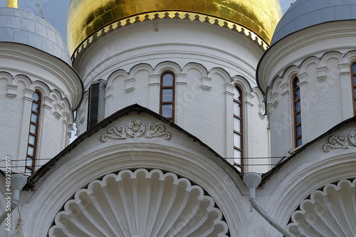 Architectural details of the Archangel cathedral in Moscow Kremlin