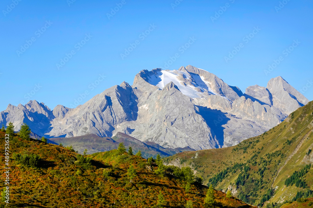 Summer landscape of the Marmolada Group in the italian Dolomites, Italy, Europe
