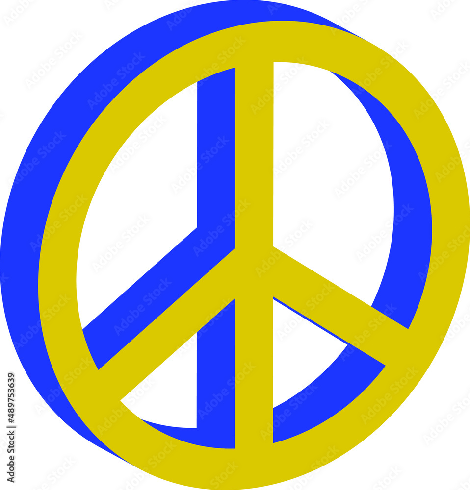 Peace symbol with Ukrainian flag colors Peace symbol with Ukrainian flag colors