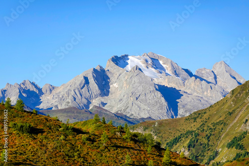 Summer landscape of the Marmolada Group in the italian Dolomites, Italy, Europe