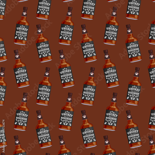 Background bottles of alcoholic drink whisky concept illustration vector template