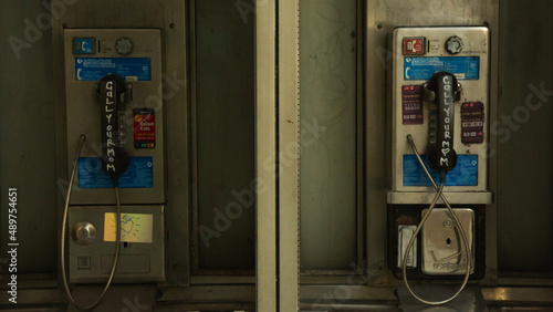 phone booth with graffiti