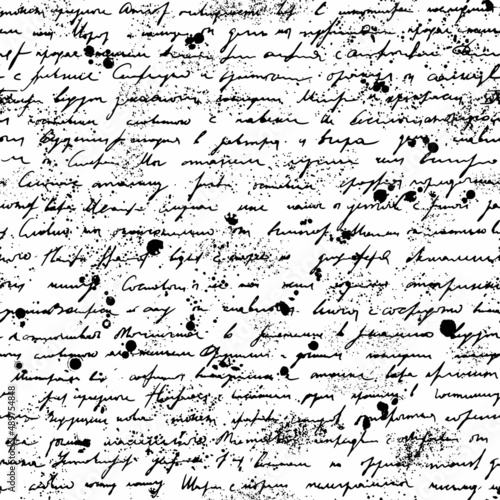 Seamless pattern with black hand write poetry on white background. Vector texture. Graphic creative idea.