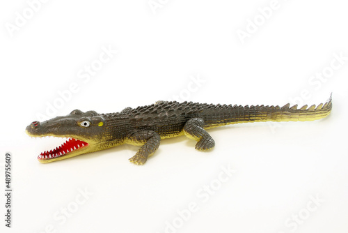 crocodile plastic toy white background model alligator