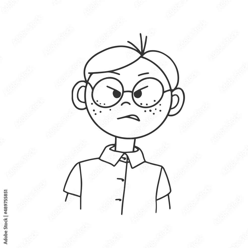 Contour drawing of a cartoon man with glasses. Doodle style Contour drawing of a cartoon man with glasses. Doodle style